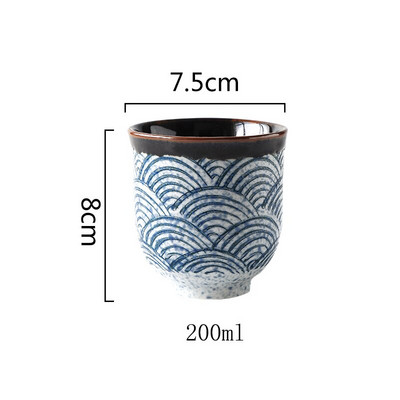 CHANSHOVA kínai retro stílusú, kézzel készített 80/200 ml-es festett kerámia bögre teáscsésze személyiség Hullámmintás Kávéscsészék teáskészlet H240