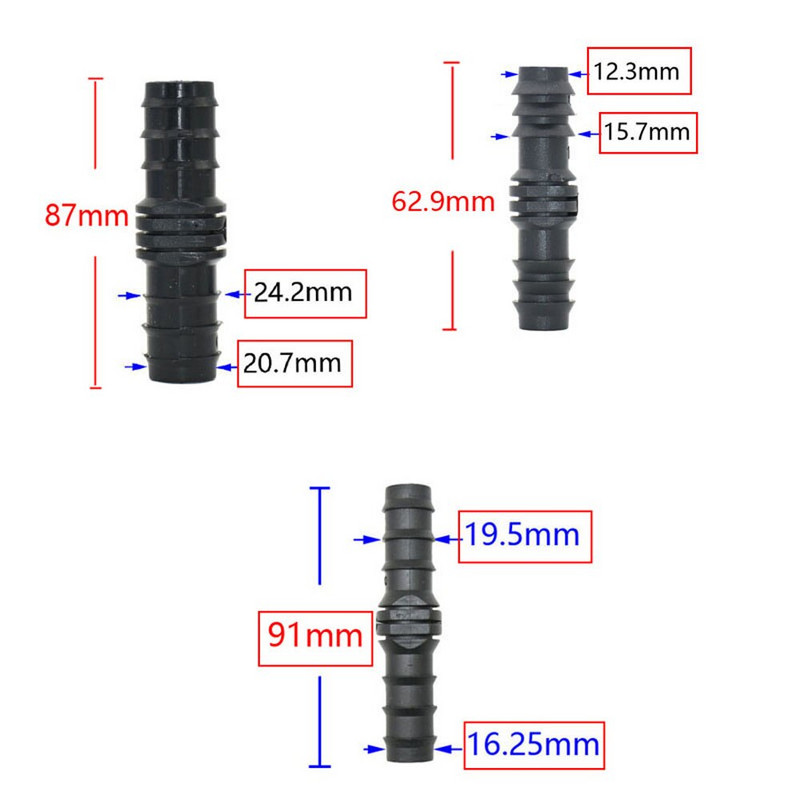 50db 16mm 20mm 25mm PE Pipe Tee könyök Javító végdugó csatlakozók 1/2 3/4" kerti víz csepegtető öntözés vízcső csatlakozó