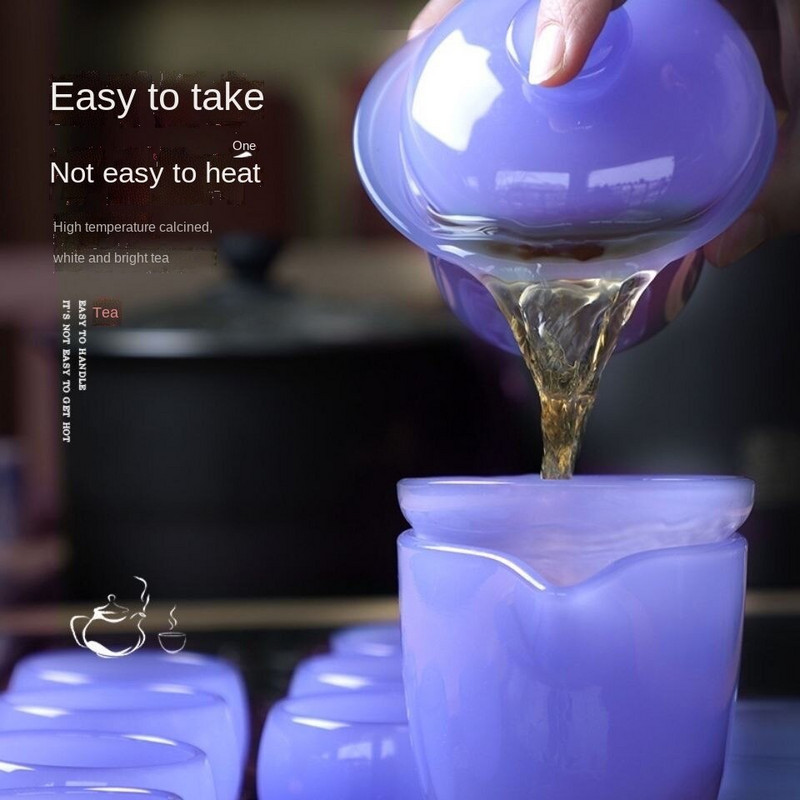 Senovinio stiklo nefrito porceliano imperatoriaus purpurinės arbatos puodelis Arbata Tureen Justice Cup Kinų Kung Fu arbatos rinkinys Aukščiausios klasės arbatos virimo aparatas