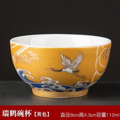 Jauns Crane Cup Krāsains tējas tase Emaljas tējas krūze Keramikas ķīniešu Kung Fu tējas komplekts Grezns Master Cup Emaljas Ceremoniālā krūze tējas bļoda