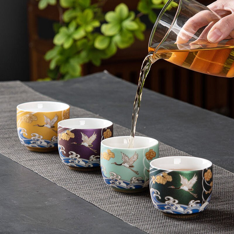 Naujas krano puodelis Spalvingas arbatos puodelis Emalio arbatos puodelis Keraminis kinų kung fu arbatos rinkinys Prabangus meistro puodelis emalio ceremoninis puodelis arbatos dubuo