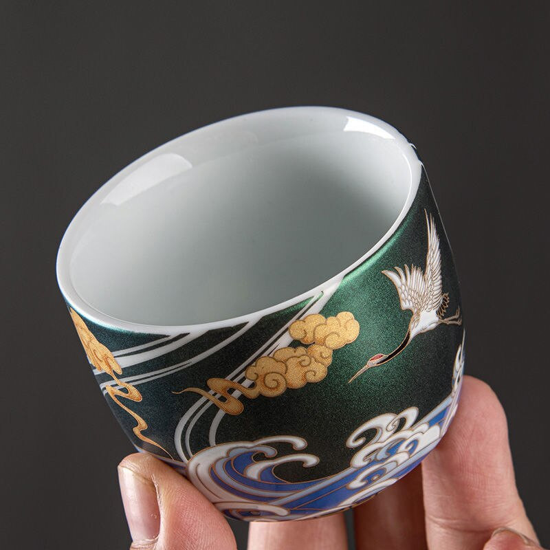 Naujas krano puodelis Spalvingas arbatos puodelis Emalio arbatos puodelis Keraminis kinų kung fu arbatos rinkinys Prabangus meistro puodelis emalio ceremoninis puodelis arbatos dubuo