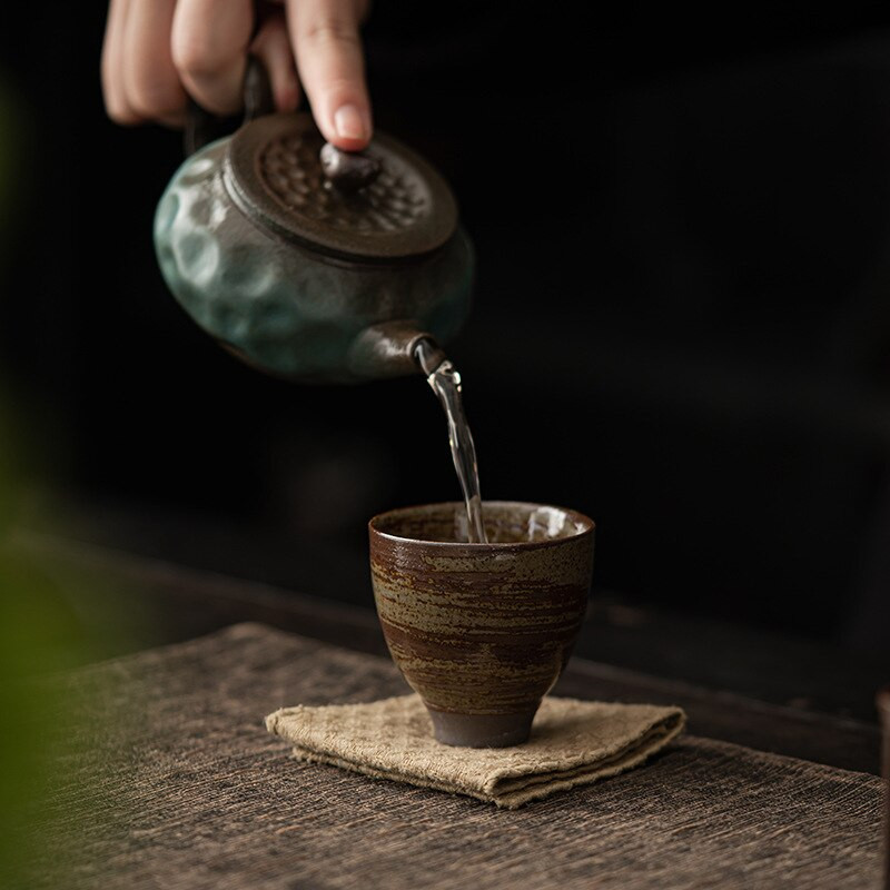 Senovinio stiliaus Jingchu puodelis Japoniško stiliaus rankų darbo akmens masės arbatos puodelis Keraminis Kung Fu arbatos puodelis Mažas vieno puodelio dubenėlio puodelis arbatos puodelis