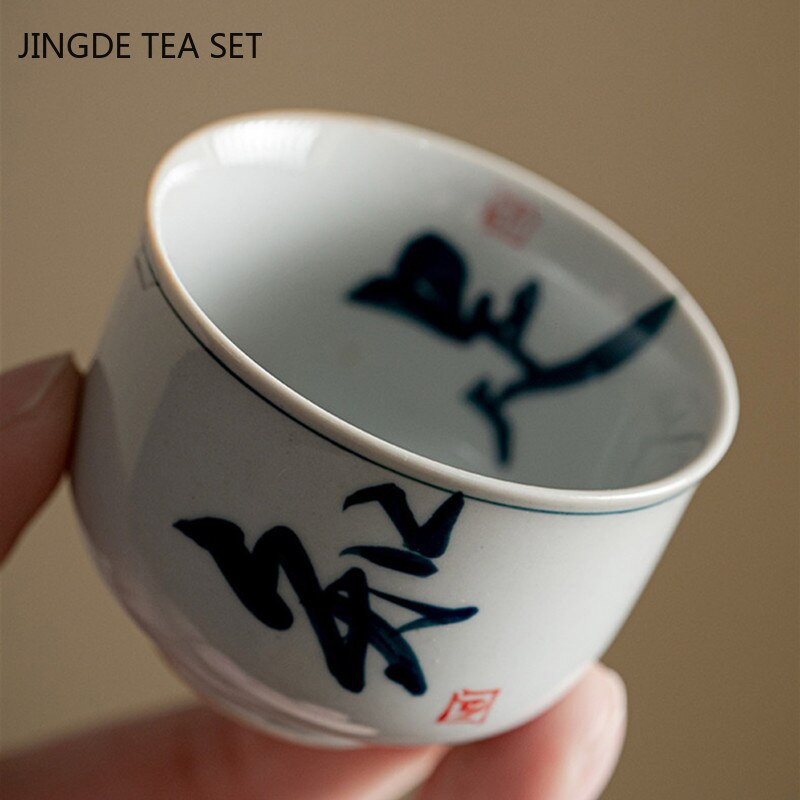 Kinų tradicijos rankų darbo keraminis arbatos puodelis Kavos puodelis Kelioninis arbatos dubuo Buitinis Boutique arbatos indas, nešiojamas asmeninis vienas puodelis