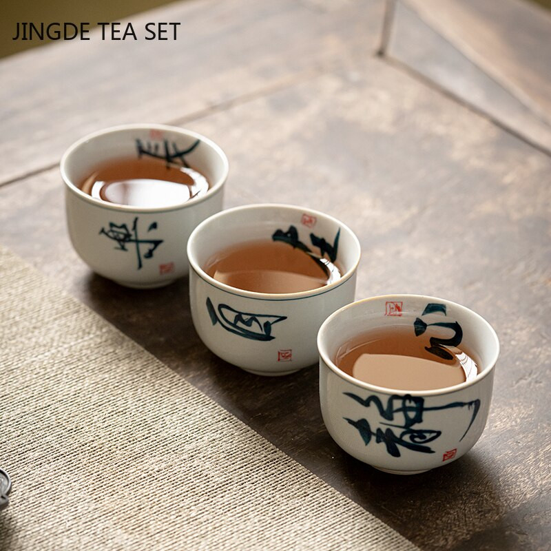 Kinų tradicijos rankų darbo keraminis arbatos puodelis Kavos puodelis Kelioninis arbatos dubuo Buitinis Boutique arbatos indas, nešiojamas asmeninis vienas puodelis
