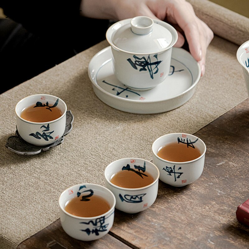 Kinų tradicijos rankų darbo keraminis arbatos puodelis Kavos puodelis Kelioninis arbatos dubuo Buitinis Boutique arbatos indas, nešiojamas asmeninis vienas puodelis