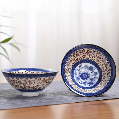 2db kínai kék-fehér porcelán kúpos teáscsésze, kézzel festett kerámia teástál utazási hordozható teáskészlet Kellékek teáscsésze 70 ml