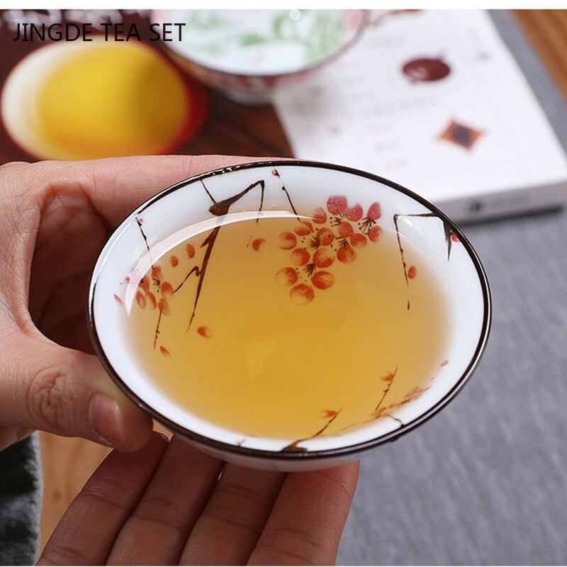 2db kínai kék-fehér porcelán kúpos teáscsésze, kézzel festett kerámia teástál utazási hordozható teáskészlet Kellékek teáscsésze 70 ml