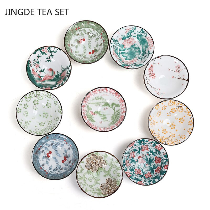 2db kínai kék-fehér porcelán kúpos teáscsésze, kézzel festett kerámia teástál utazási hordozható teáskészlet Kellékek teáscsésze 70 ml