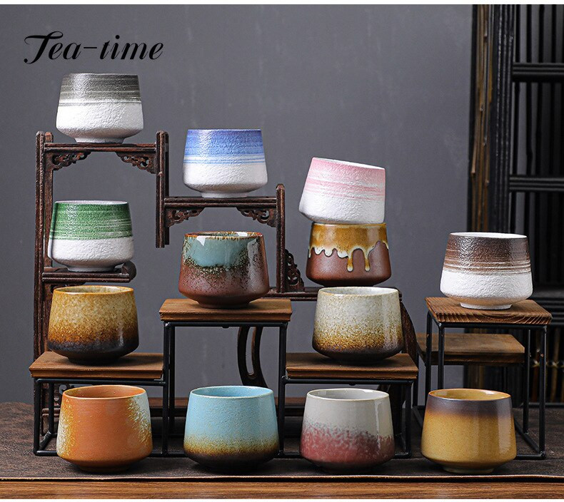 200 ml japán stílusú kávéscsésze kerámia kézzel készített Temmoku máz porcelán bögre mester szertartásos csészék Teaház Étterem edények