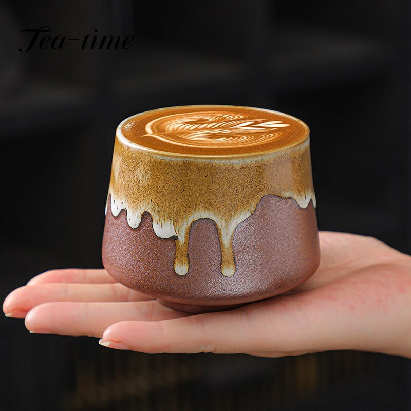 200 ml japán stílusú kávéscsésze kerámia kézzel készített Temmoku máz porcelán bögre mester szertartásos csészék Teaház Étterem edények