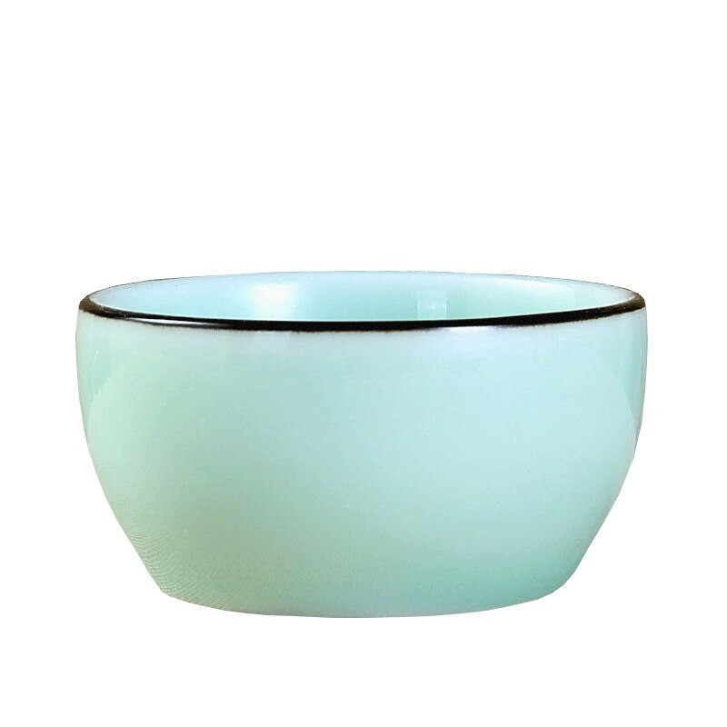 80 ml-es Celadon Kínai teáscsésze zöld/kék, kézzel festett, dombornyomott Halak csésze Jingdezhen Kaolin Kerámia Pu'er Teáscsésze Nagyker