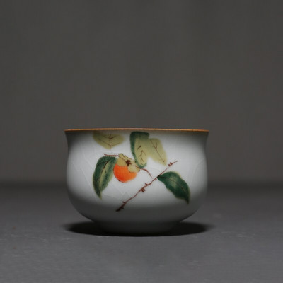 Cuptor Ru Retro, ceașcă de ceai din ceramică, ceașcă de meditație portabilă de călătorie, bol de ceai cu flori pictate manual, ceașcă principală, accesorii pentru set de ceai lucrat manual