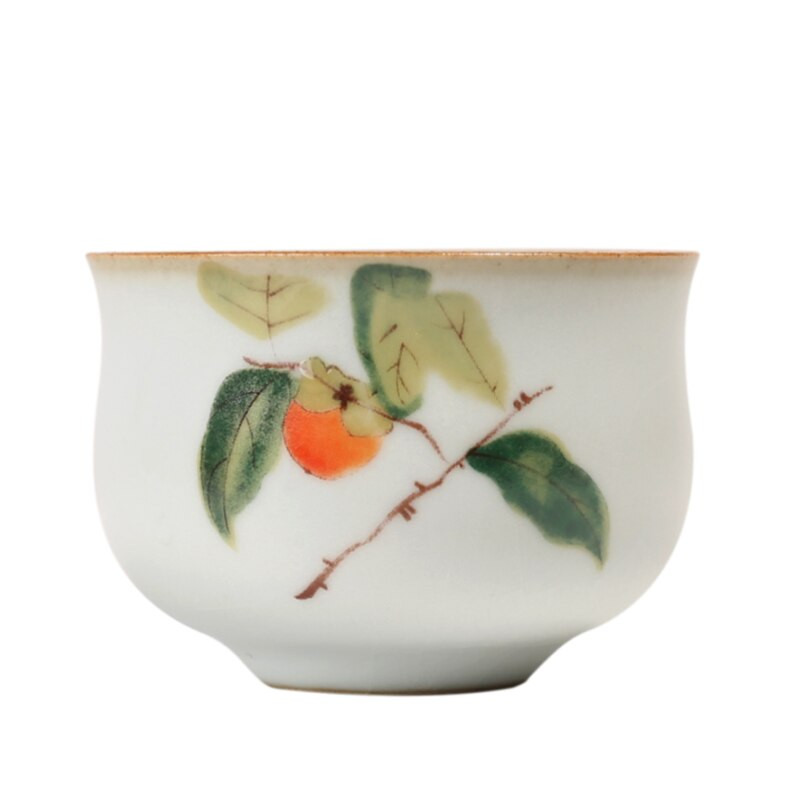 Cuptor Ru Retro, ceașcă de ceai din ceramică, ceașcă de meditație portabilă de călătorie, bol de ceai cu flori pictate manual, ceașcă principală, accesorii pentru set de ceai lucrat manual