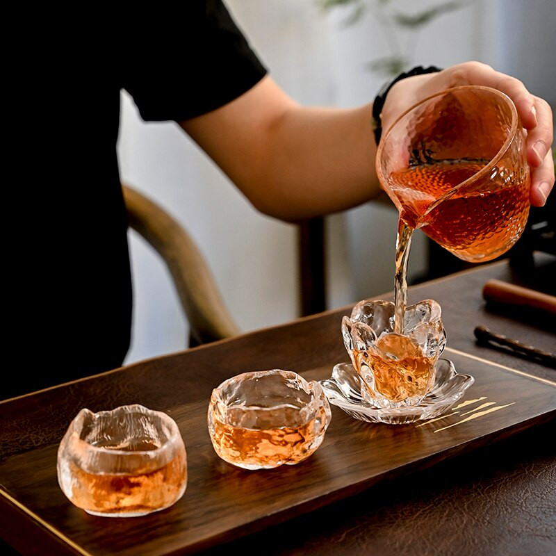 Üveg teáscsésze 50 ml-es üvegpohár különleges alakú teáscsésze Kung Fu italos csésze sűrített teástál teáscsésze