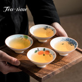 60 ml-es, kézzel festett kerámia teáscsésze tál teáskészlet teáskészlet csésze kungfu teáscsészék fehér porcelán mesterpohár kis kúpos tál Chazhan