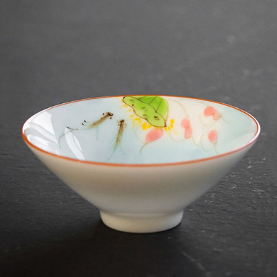 60 ml-es, kézzel festett kerámia teáscsésze tál teáskészlet teáskészlet csésze kungfu teáscsészék fehér porcelán mesterpohár kis kúpos tál Chazhan