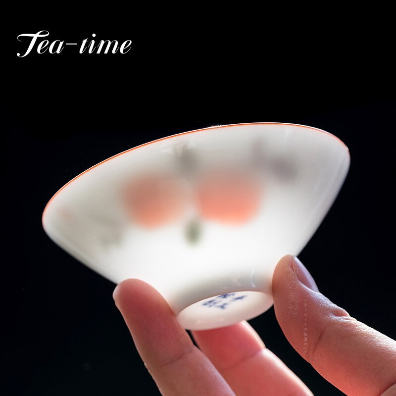 60 ml-es, kézzel festett kerámia teáscsésze tál teáskészlet teáskészlet csésze kungfu teáscsészék fehér porcelán mesterpohár kis kúpos tál Chazhan