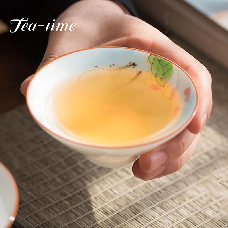 60 ml-es, kézzel festett kerámia teáscsésze tál teáskészlet teáskészlet csésze kungfu teáscsészék fehér porcelán mesterpohár kis kúpos tál Chazhan