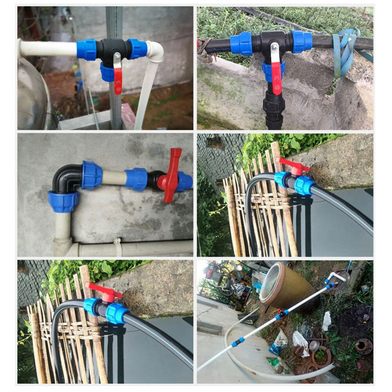 20/25/32/40/50 mm PVC PE toru kraanivee jaotur plastklapi ühendus aiatalu kastmisveetoru vooliku ühendustarvikud