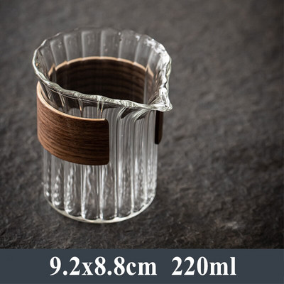 Ciocan din sticlă texturată ceașcă de corectitudine Dozator de ceai termorezistent îngroșat japonez din sticlă transparentă mâner din lemn ceai mare