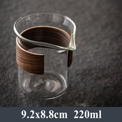 Ciocan din sticlă texturată ceașcă de corectitudine Dozator de ceai termorezistent îngroșat japonez din sticlă transparentă mâner din lemn ceai mare
