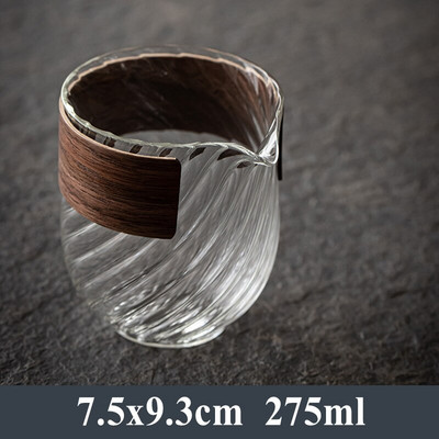 Ciocan din sticlă texturată ceașcă de corectitudine Dozator de ceai termorezistent îngroșat japonez din sticlă transparentă mâner din lemn ceai mare