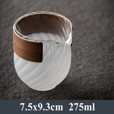 Ciocan din sticlă texturată ceașcă de corectitudine Dozator de ceai termorezistent îngroșat japonez din sticlă transparentă mâner din lemn ceai mare