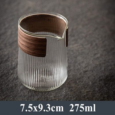 Ciocan din sticlă texturată ceașcă de corectitudine Dozator de ceai termorezistent îngroșat japonez din sticlă transparentă mâner din lemn ceai mare