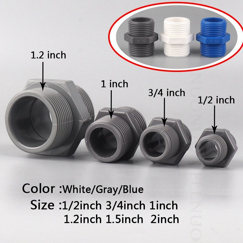 5db PVC csőcsatlakozó 1/2" 3/4" 1" Apa menetes PVC csőcsatlakozó Kerti öntözőcső idomok Vízellátó csövek csatlakozásai