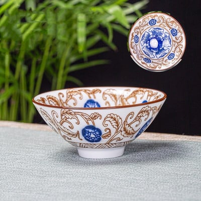 6 db/tétel Kézzel festett kék-fehér porcelán teáscsésze kínai butik kerámia teástál utazási hordozható teáscsésze otthoni teáskészlet