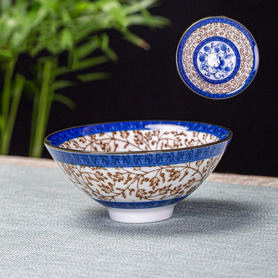 6 db/tétel Kézzel festett kék-fehér porcelán teáscsésze kínai butik kerámia teástál utazási hordozható teáscsésze otthoni teáskészlet