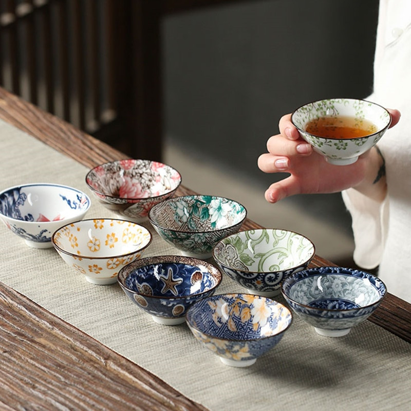 6 db/tétel Kézzel festett kék-fehér porcelán teáscsésze kínai butik kerámia teástál utazási hordozható teáscsésze otthoni teáskészlet