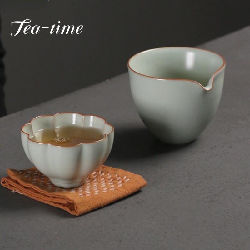 Hagyományos Ru Kiln kerámia teáscsésze Kézzel készített Azure Glaze Boutique Tea Bowl Kínai teáskészlet Kiegészítők Pu'er Master Tea Cup