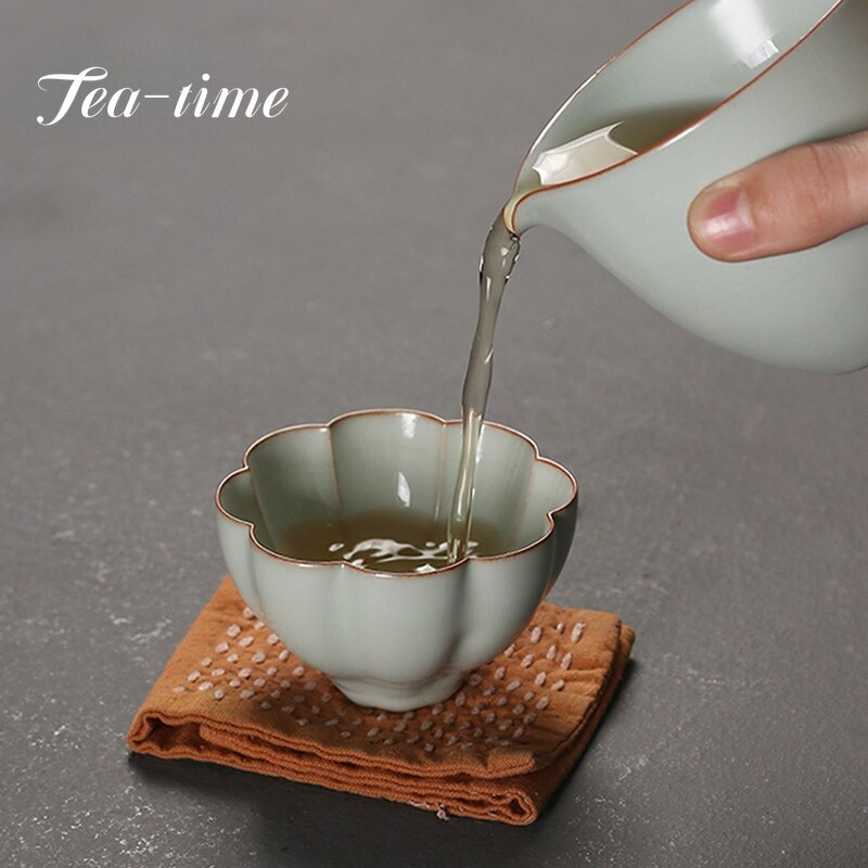 Hagyományos Ru Kiln kerámia teáscsésze Kézzel készített Azure Glaze Boutique Tea Bowl Kínai teáskészlet Kiegészítők Pu'er Master Tea Cup