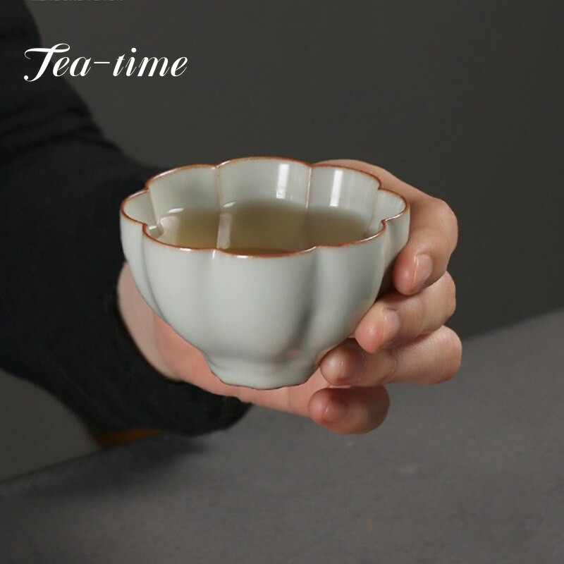 Hagyományos Ru Kiln kerámia teáscsésze Kézzel készített Azure Glaze Boutique Tea Bowl Kínai teáskészlet Kiegészítők Pu'er Master Tea Cup