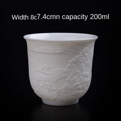 Teáskészlet birka zsíros jade teáscsésze Kung Fu teáscsésze Szív Szútra mester csésze fehér porcelán kerámia csésze egy csésze teástál ajándék csésze