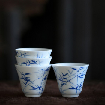 3 τμχ Jingdezhen ζωγραφισμένα στο χέρι από μπαμπού κεραμικά φλιτζάνια τσαγιού Λευκό νεφρίτη από πορσελάνη Master Cups Προσωπικές κούπες τσαγιού Κουνγκ Φου Σετ οικιακής χρήσης