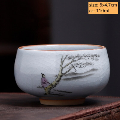 Ceașcă de ceai din ceramică antică chinezească Ru Cuptor cu glazură crăpată cu gheață ceașcă de ceai cu o singură ceașcă bol de ceai personalizate pentru gospodărie