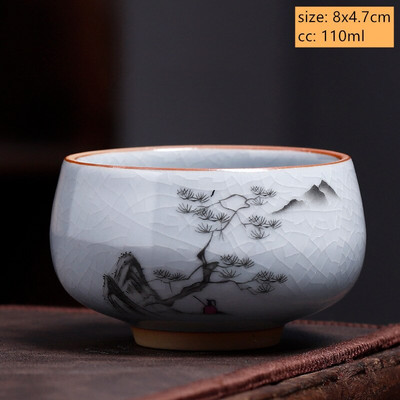 Ceașcă de ceai din ceramică antică chinezească Ru Cuptor cu glazură crăpată cu gheață ceașcă de ceai cu o singură ceașcă bol de ceai personalizate pentru gospodărie