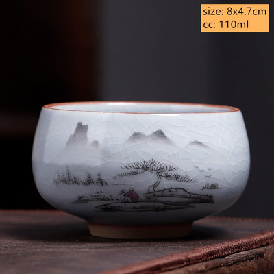 Ceașcă de ceai din ceramică antică chinezească Ru Cuptor cu glazură crăpată cu gheață ceașcă de ceai cu o singură ceașcă bol de ceai personalizate pentru gospodărie
