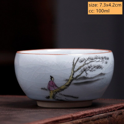 Ceașcă de ceai din ceramică antică chinezească Ru Cuptor cu glazură crăpată cu gheață ceașcă de ceai cu o singură ceașcă bol de ceai personalizate pentru gospodărie