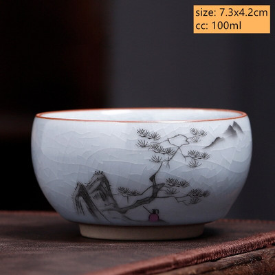 Ceașcă de ceai din ceramică antică chinezească Ru Cuptor cu glazură crăpată cu gheață ceașcă de ceai cu o singură ceașcă bol de ceai personalizate pentru gospodărie