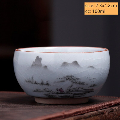 Ceașcă de ceai din ceramică antică chinezească Ru Cuptor cu glazură crăpată cu gheață ceașcă de ceai cu o singură ceașcă bol de ceai personalizate pentru gospodărie