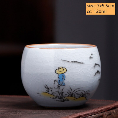 Ceașcă de ceai din ceramică antică chinezească Ru Cuptor cu glazură crăpată cu gheață ceașcă de ceai cu o singură ceașcă bol de ceai personalizate pentru gospodărie