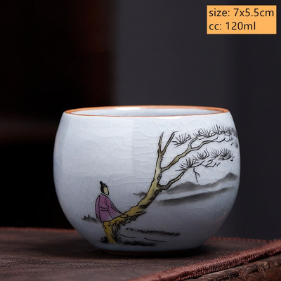 Ceașcă de ceai din ceramică antică chinezească Ru Cuptor cu glazură crăpată cu gheață ceașcă de ceai cu o singură ceașcă bol de ceai personalizate pentru gospodărie