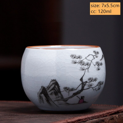 Ceașcă de ceai din ceramică antică chinezească Ru Cuptor cu glazură crăpată cu gheață ceașcă de ceai cu o singură ceașcă bol de ceai personalizate pentru gospodărie