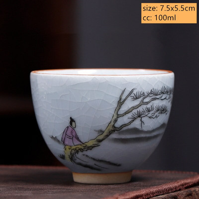 Ceașcă de ceai din ceramică antică chinezească Ru Cuptor cu glazură crăpată cu gheață ceașcă de ceai cu o singură ceașcă bol de ceai personalizate pentru gospodărie