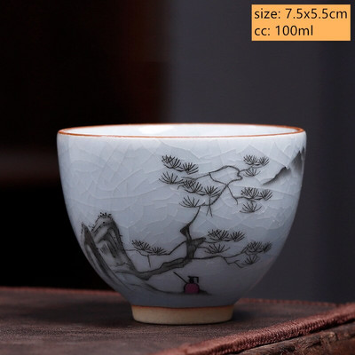 Ceașcă de ceai din ceramică antică chinezească Ru Cuptor cu glazură crăpată cu gheață ceașcă de ceai cu o singură ceașcă bol de ceai personalizate pentru gospodărie