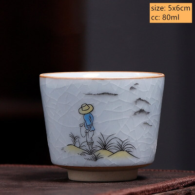Ceașcă de ceai din ceramică antică chinezească Ru Cuptor cu glazură crăpată cu gheață ceașcă de ceai cu o singură ceașcă bol de ceai personalizate pentru gospodărie